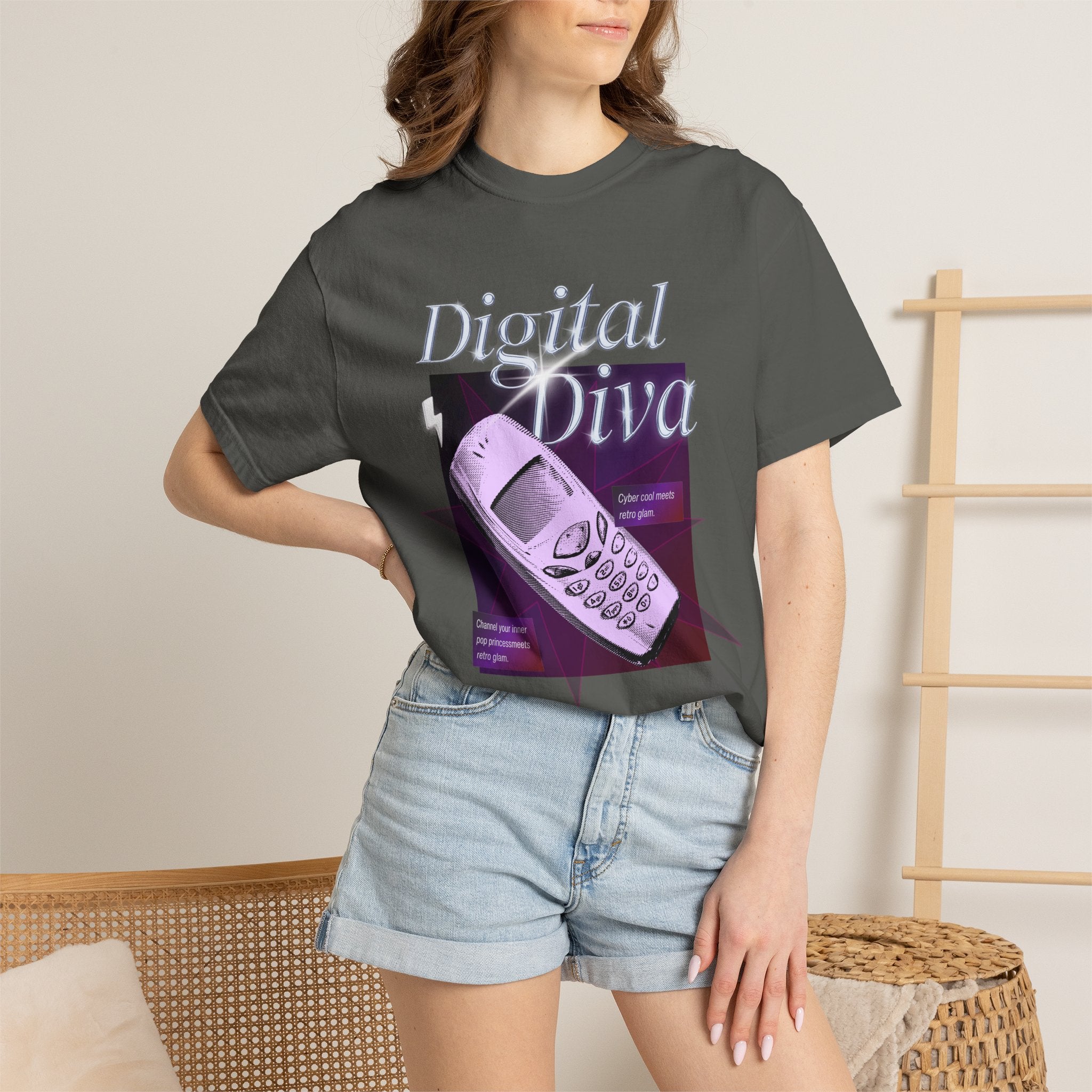 Digital Diva T-Shirt — Retro Mobile Phone Vaporwave Tee