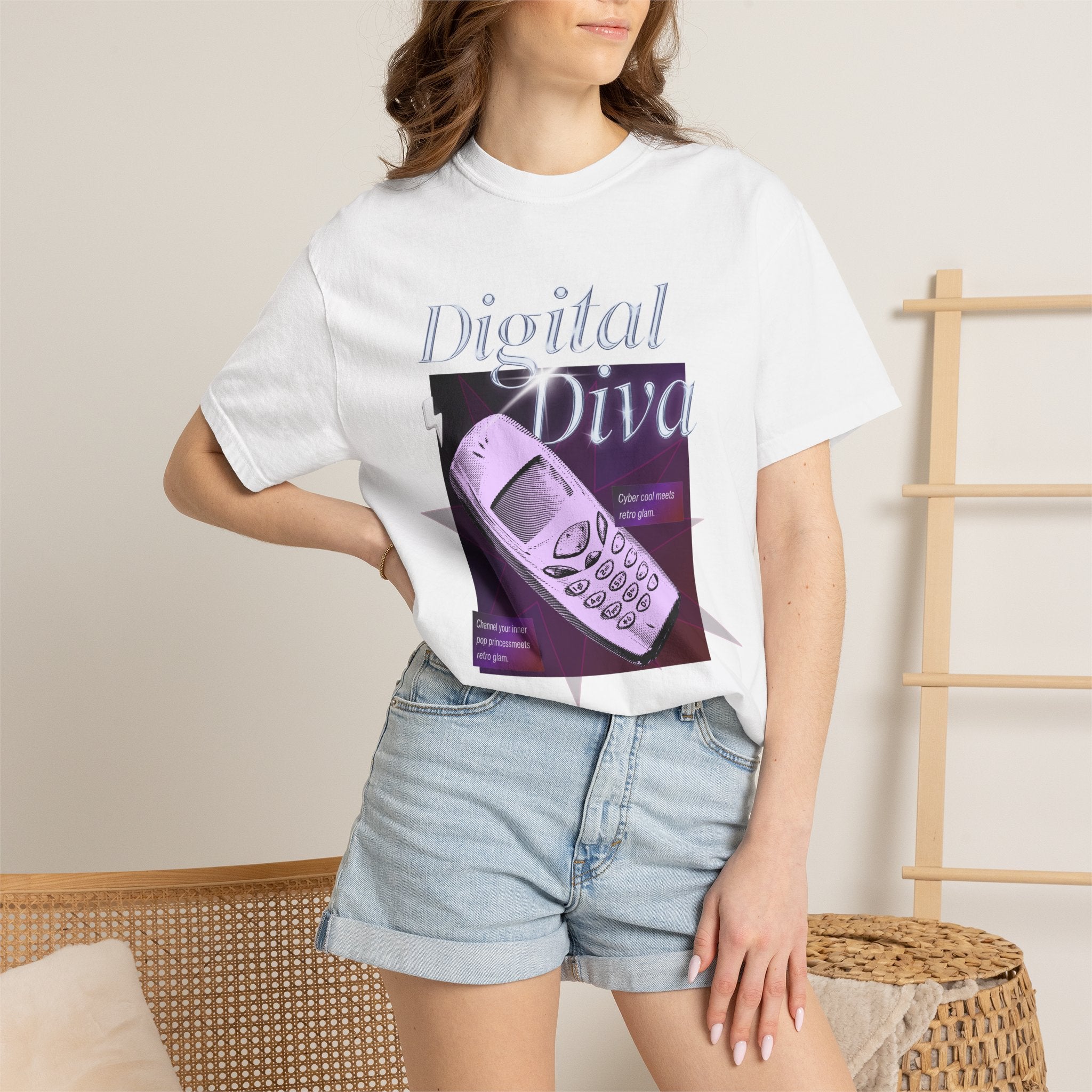 Digital Diva T-Shirt — Retro Mobile Phone Vaporwave Tee