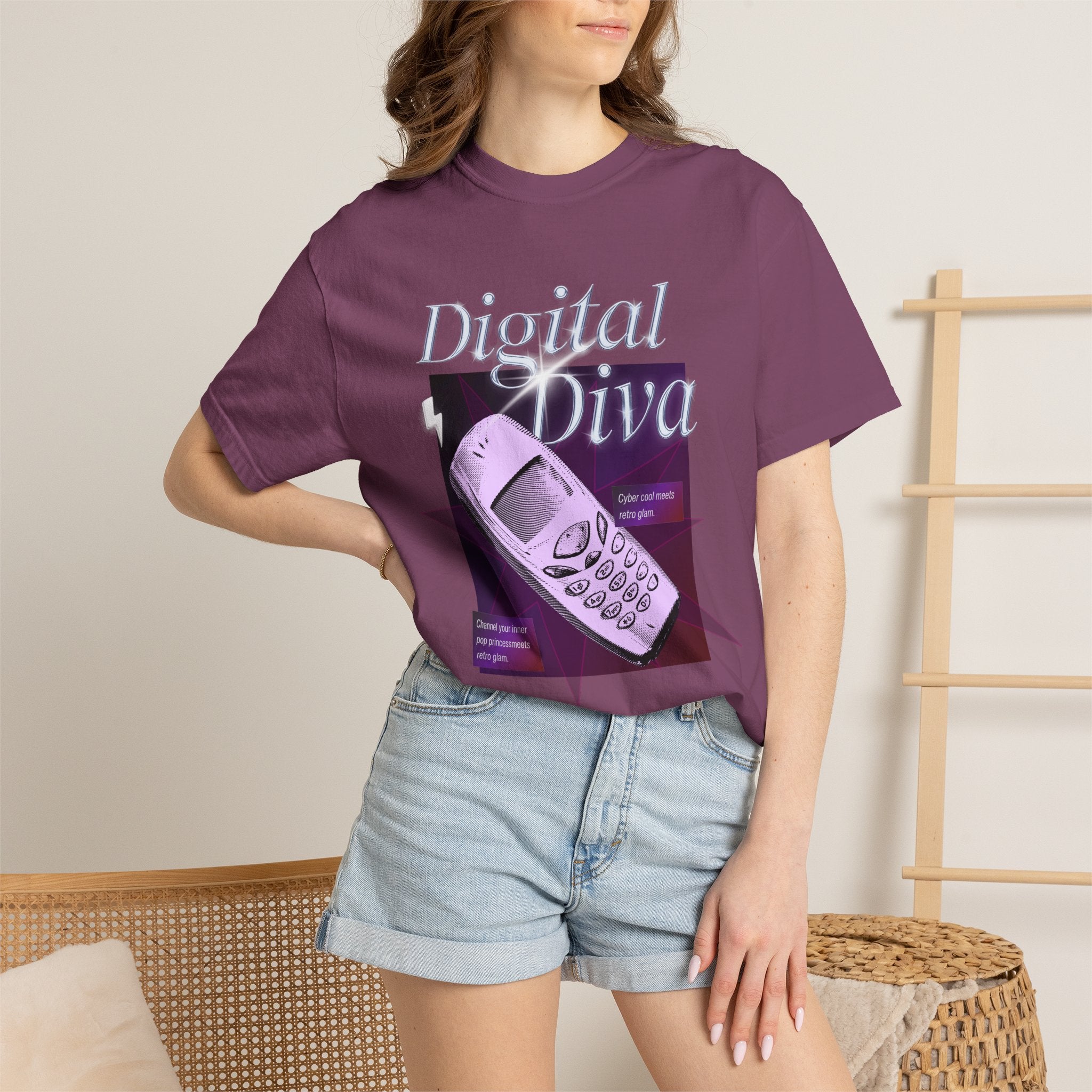 Digital Diva T-Shirt — Retro Mobile Phone Vaporwave Tee