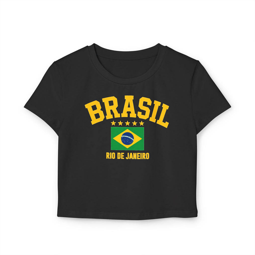 Brasil Flag Cropped Baby Tee — Rio de Janeiro Brazil Pride Shirt
