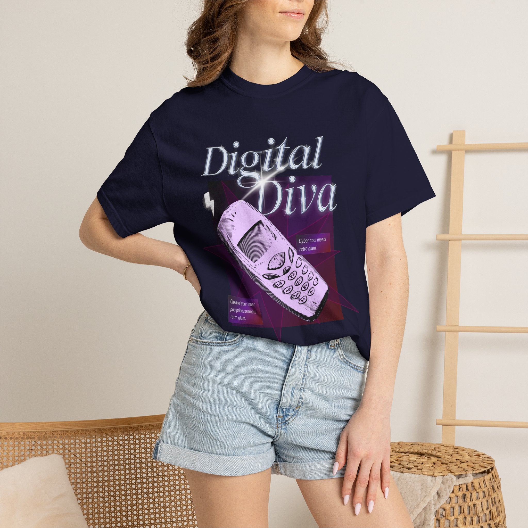 Digital Diva T-Shirt — Retro Mobile Phone Vaporwave Tee