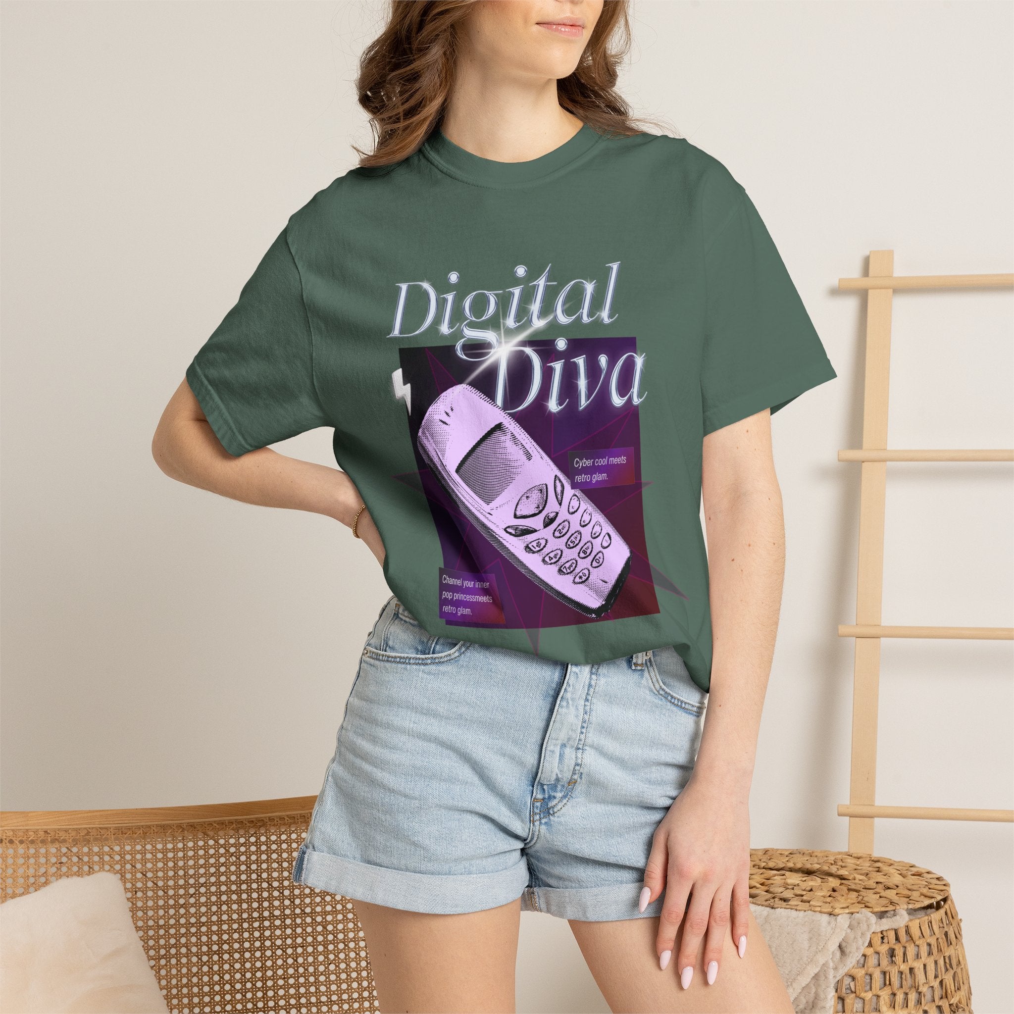 Digital Diva T-Shirt — Retro Mobile Phone Vaporwave Tee