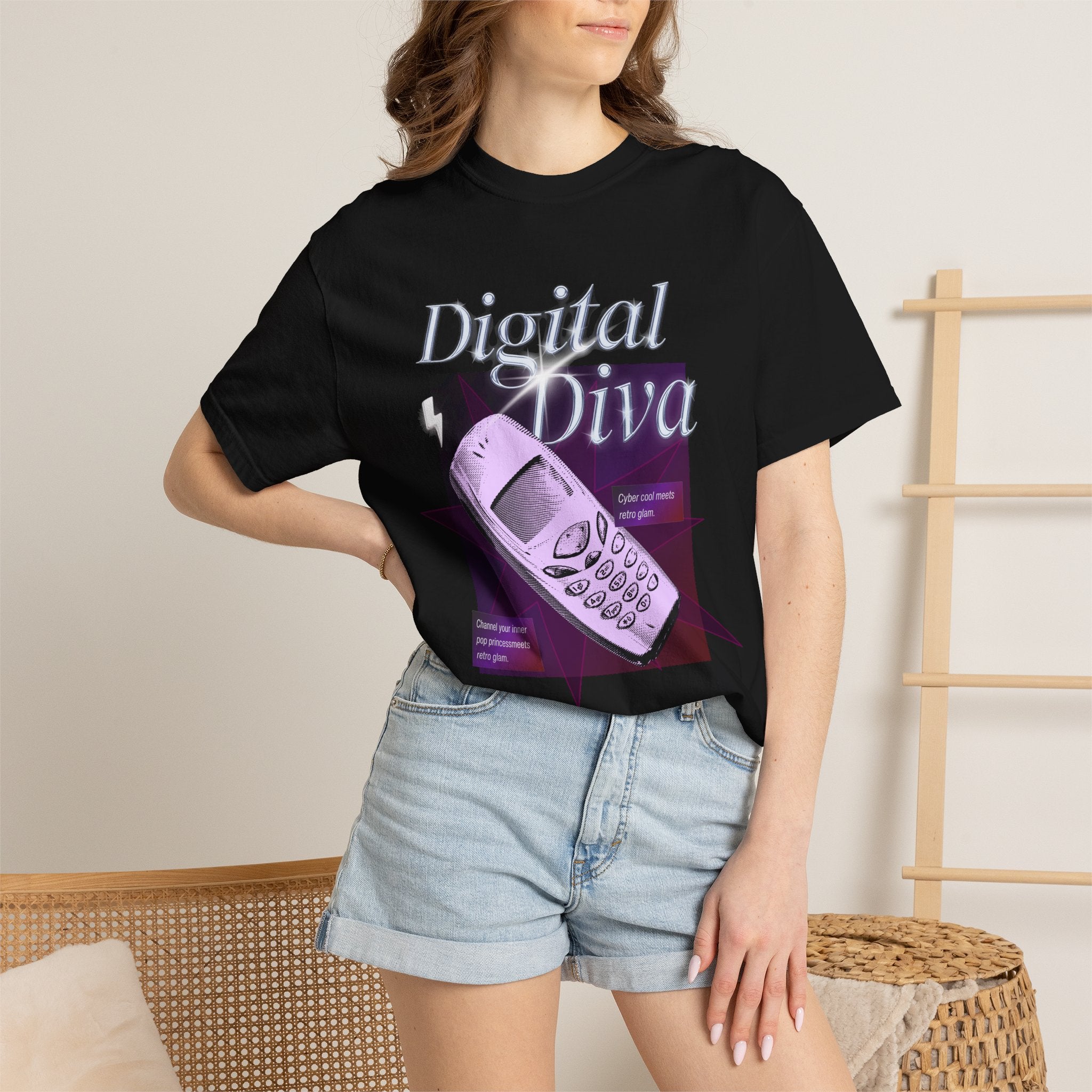 Digital Diva T-Shirt — Retro Mobile Phone Vaporwave Tee